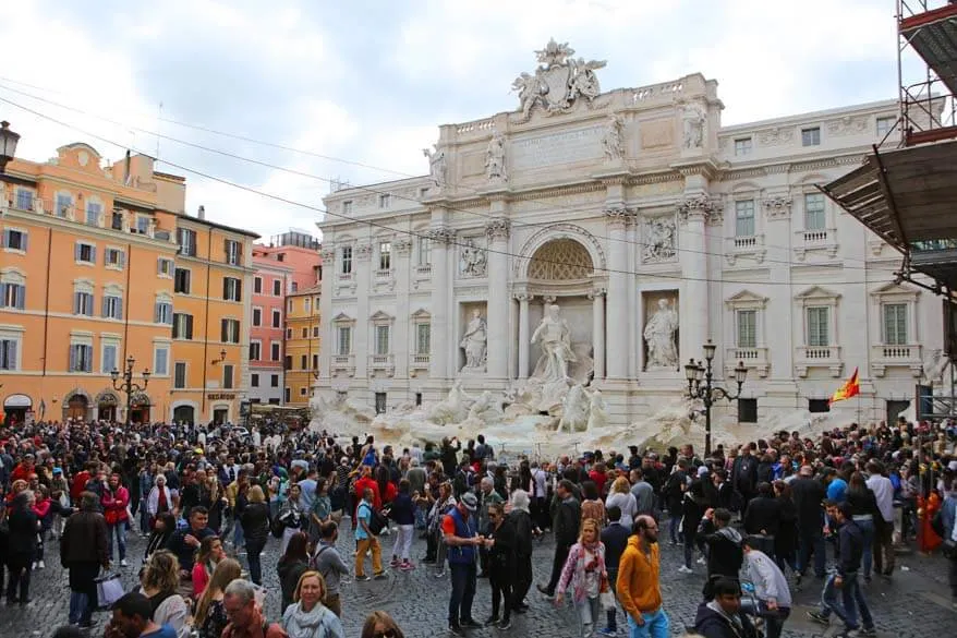 Crowds at the Trevi Fountain in Rome