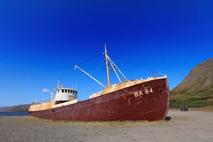 Gardar BA 64 ship in the Westfjords