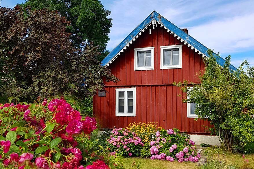 Traditional wooden house on the Curonian Spit in Lithuania