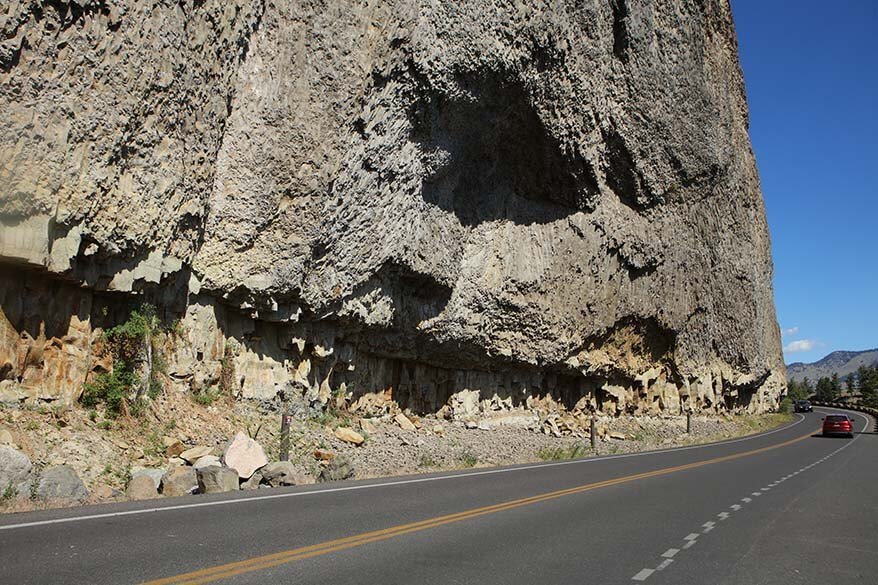 Basalt columns at Yellowstone Grand Loop Road