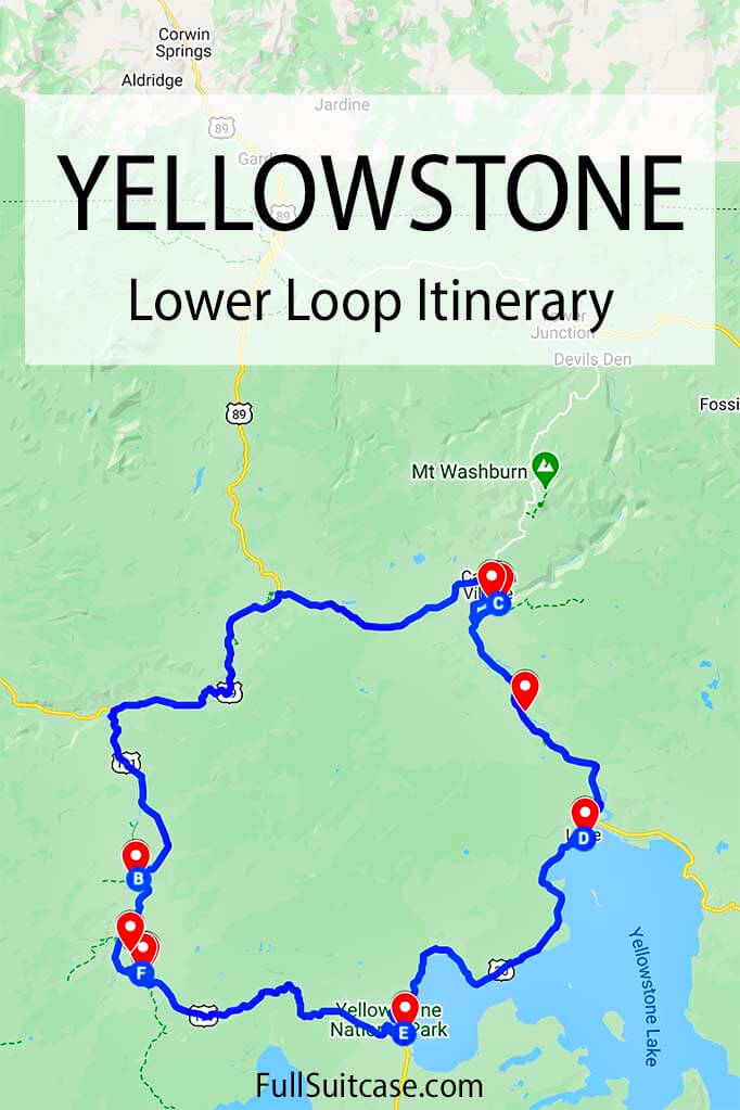 Yellowstone Lower Loop itinerary for 1 day