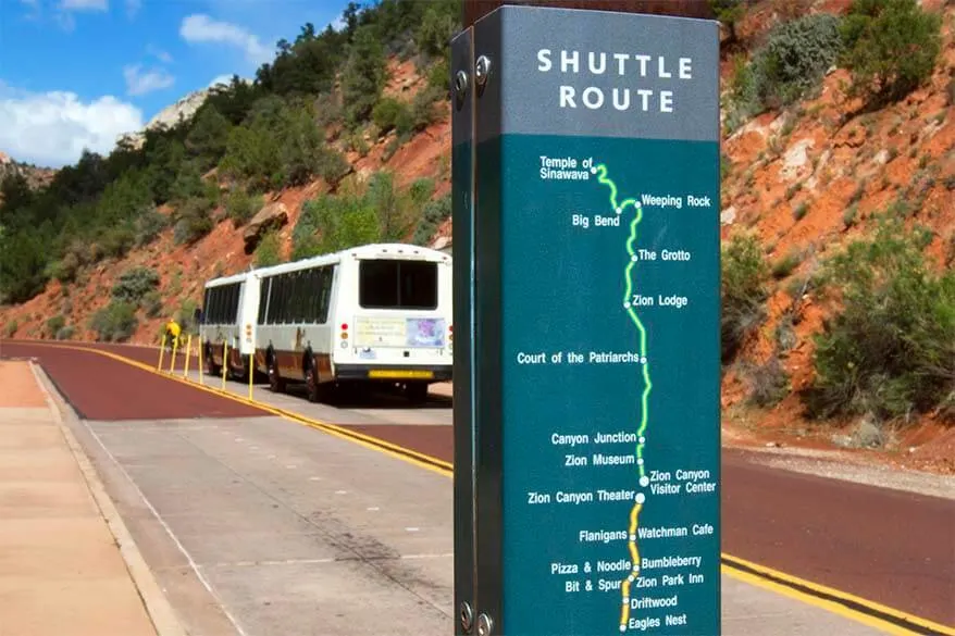 Zion shuttle route
