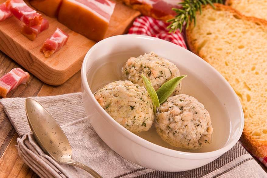 Canederli dish from Trentino Italy