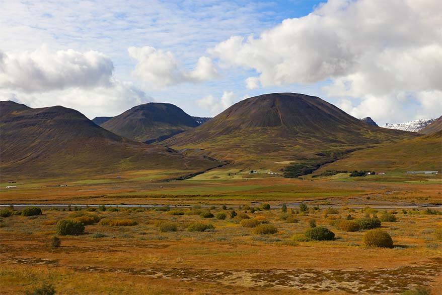 Iceland Ring Road in the North between Akureyri and Blonduos