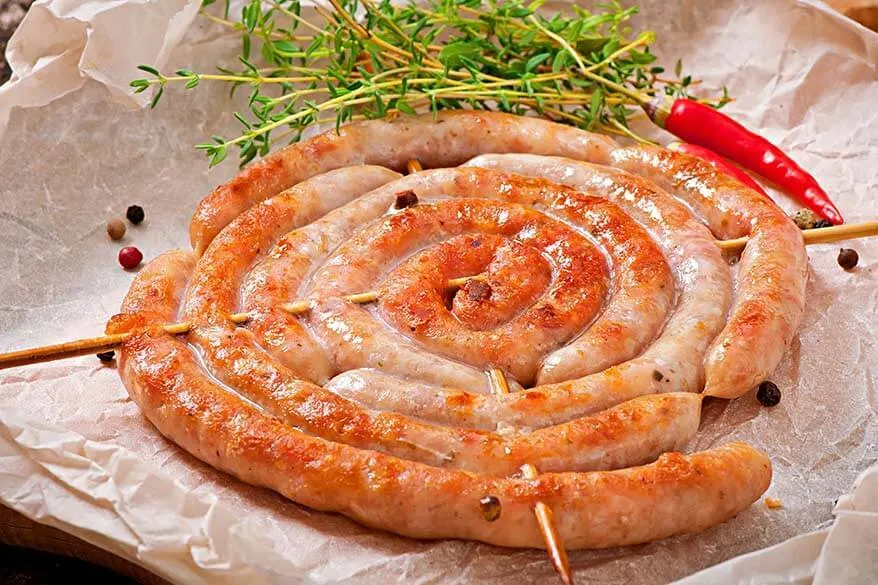 Luganega sausage - typical food in Basilicata region in Italy
