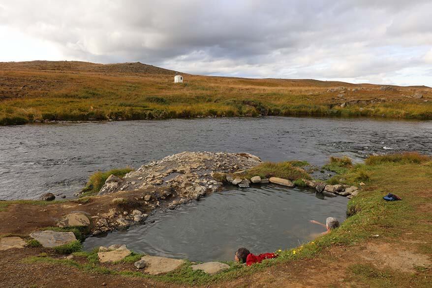 Natural hot pool at Reykjafoss in Northwest Iceland