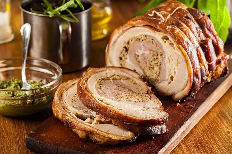 Traditional Italian food - porchetta