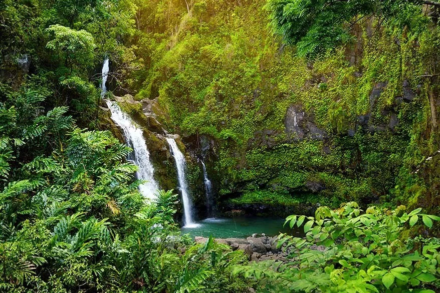 Upper Waikani Falls at Road to Hana in Maui