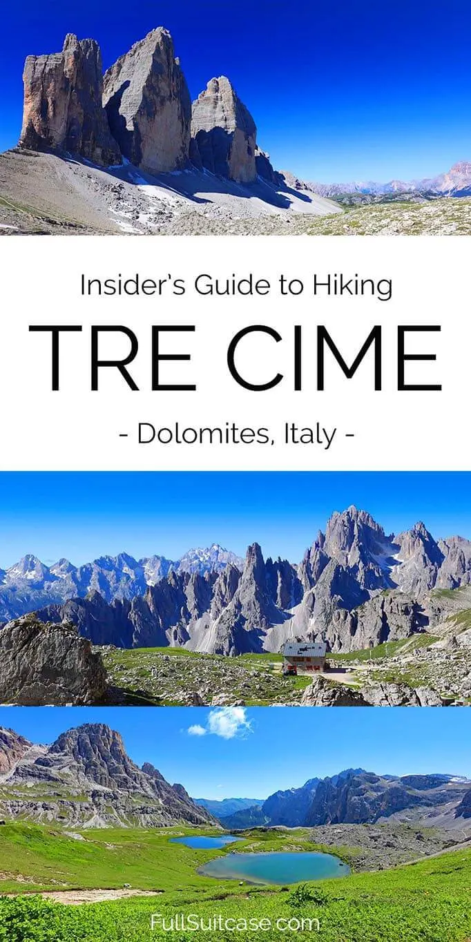 Hiking Tre Cime loop trail in the Dolomites, Italy