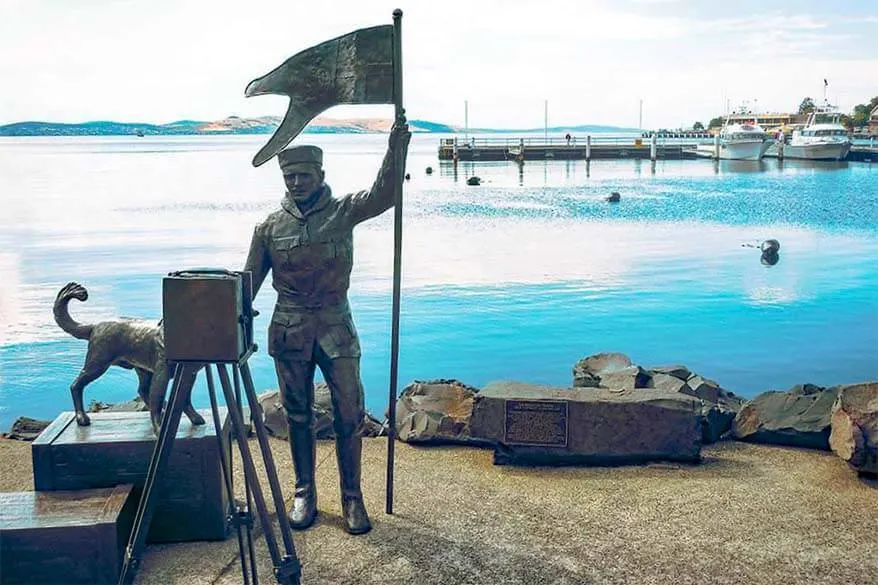 Louis Bernacchi Statue on Franklin Wharf in Hobart