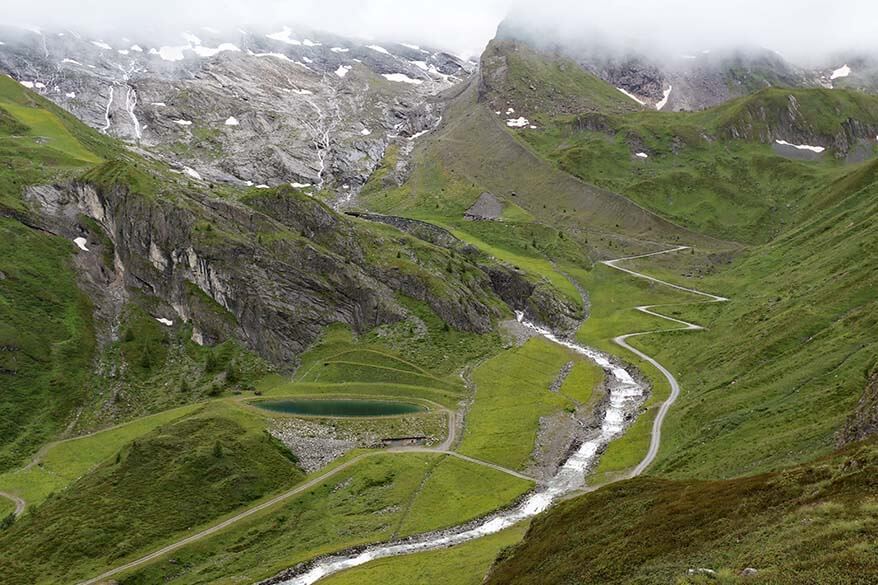 Speicherteich Isse mountain lake and scenery at Sommerberg in Hintertux