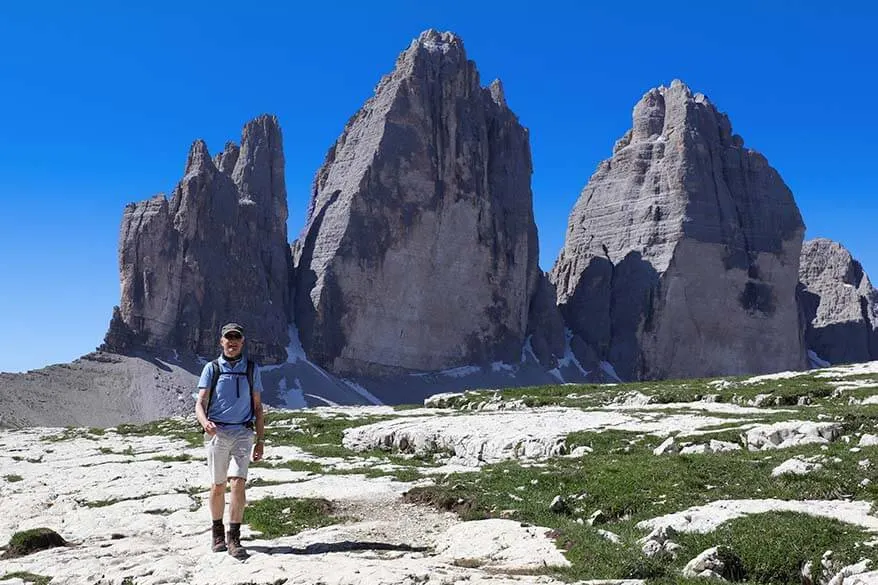 Tre Cime as seen from a hike to Rifugio Locatelli