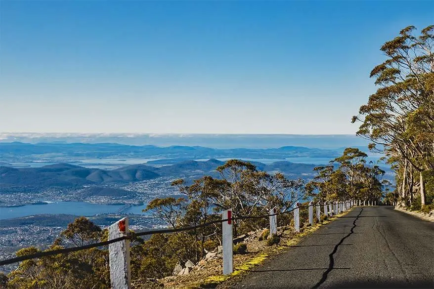 Views over Hobart from Kunanyi Mount Wellington scenic drive