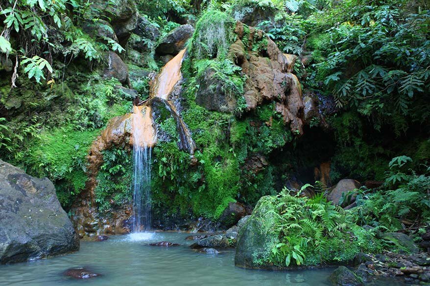 Caldeira Velha hot springs in Sao Miguel, the Azores