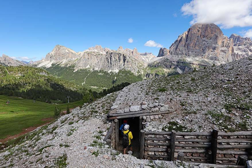 Cinque Torri Museum of Great War, Dolomites, Italy