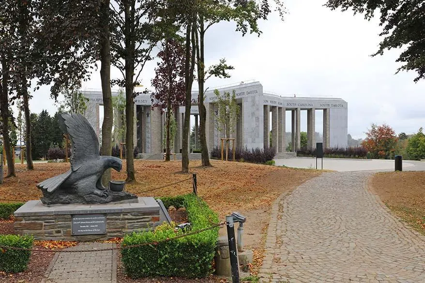 Eagle statue at the Mardasson Memorial near Bastogne War Museum in Belgium