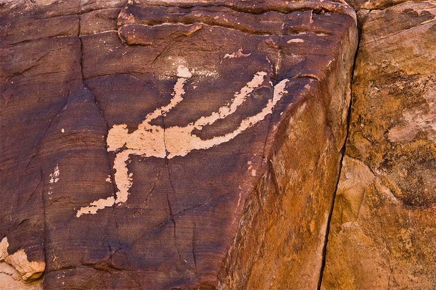 Falling Man petroglyph in Gold Butte NM