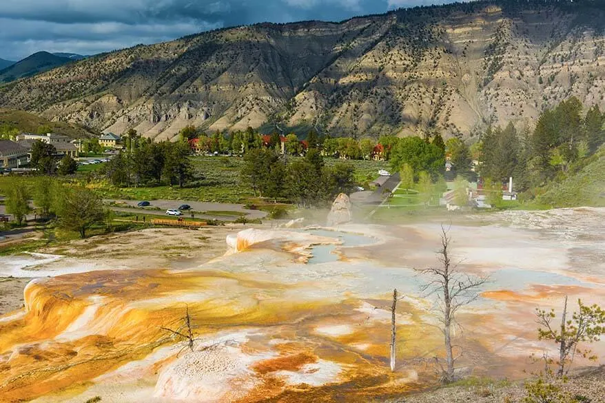 Mammoth Hot Springs Village and geothermal area in Yellowstone National Park