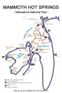 Mammoth Hot Springs Yellowstone What To See Map Tips   Mammoth Hot Springs Map 200x300 