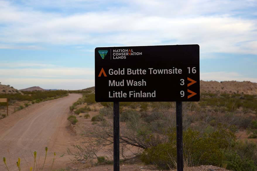 Road signs at Gold Butte National Monument