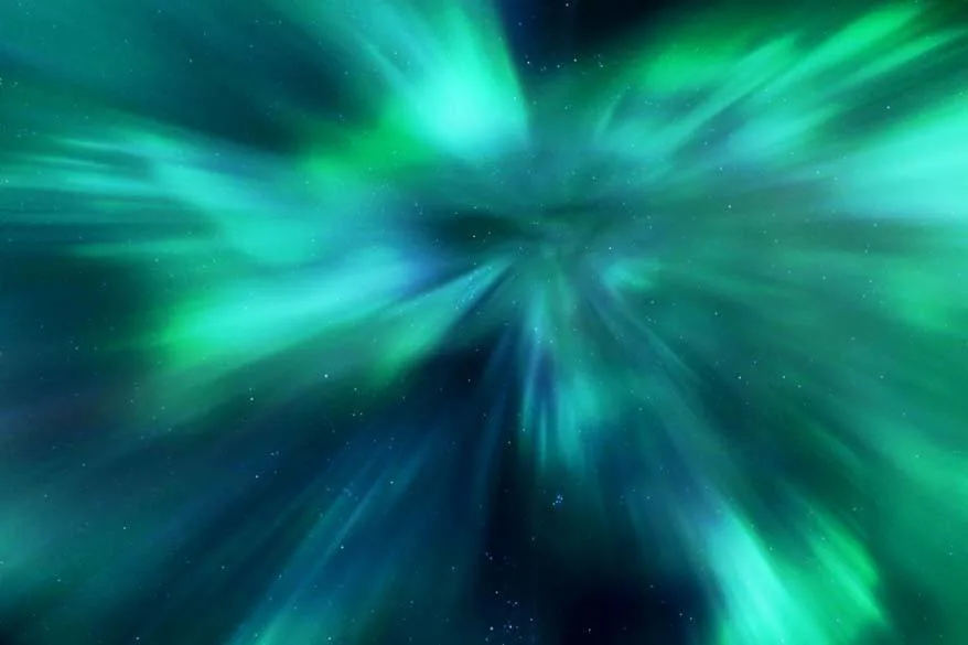 Star shaped aurora display in Iceland