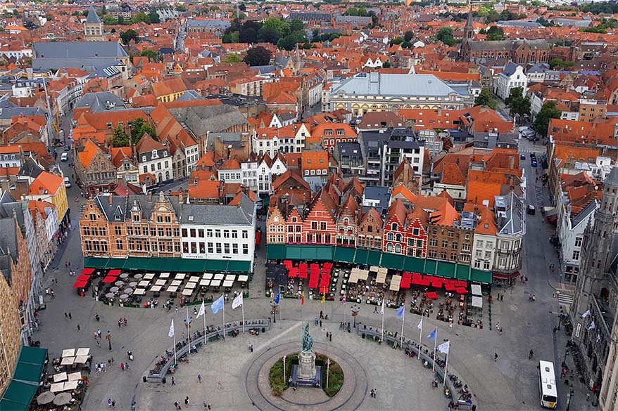 View of the Market Square from the tower of Bruges Belfry
