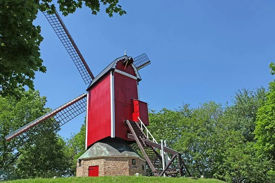 Molino de viento De Nieuwe Papegaai en Brujas, Bélgica