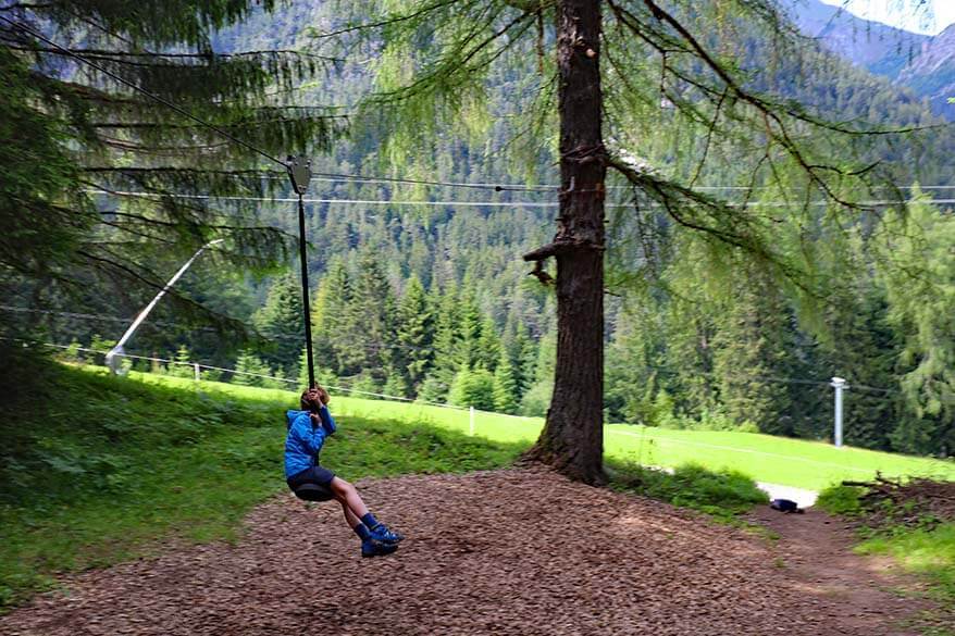 Zip-lining at Stubai Tree House Trail Schlick 2000