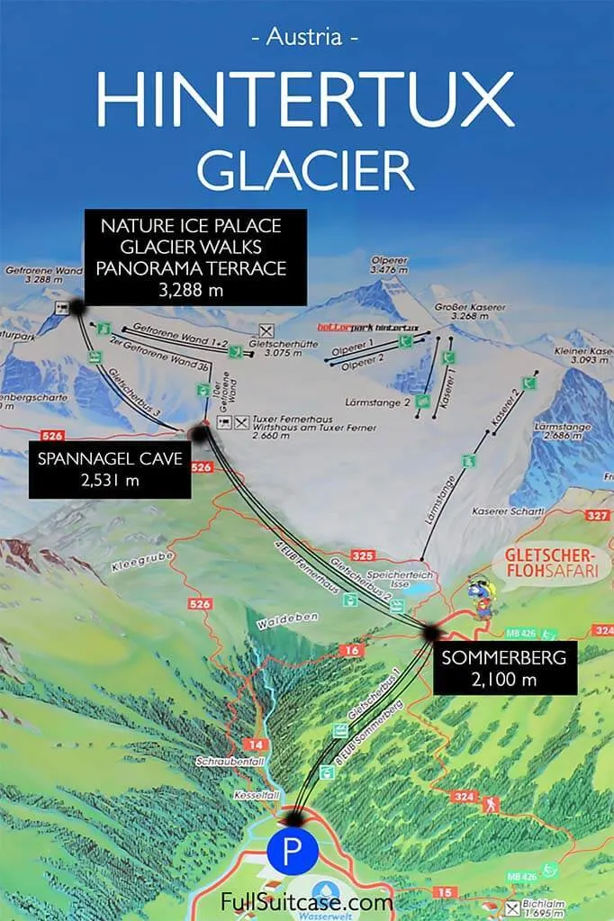 Hintertux Glacier summer map