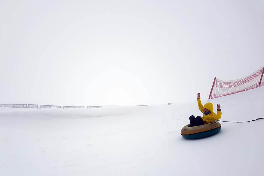 Snow tubing at Hintertux Glacier in summer