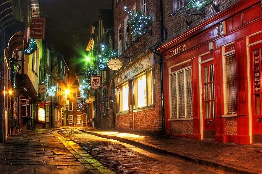 The Shambles Medieval Street in York at Christmas