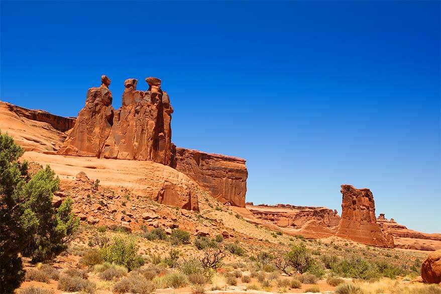 Three Gossips at the Courthouse Towers Viewpoint in Arches