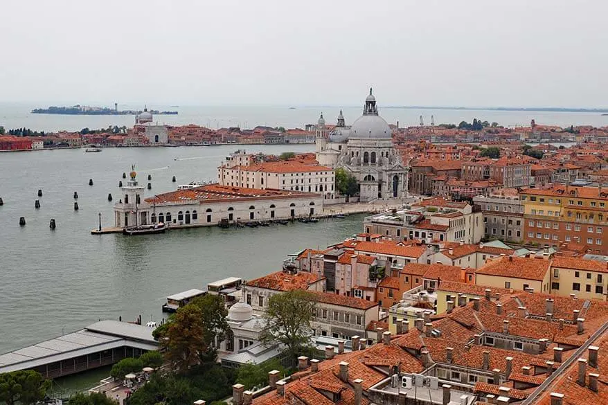 Venetian Lagoon as seen from St Mark's Campanile in Venice Italy