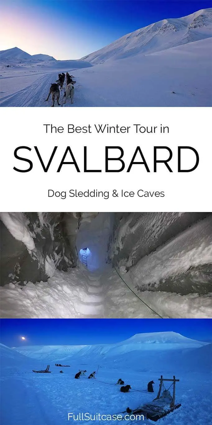 Best winter tour in Svalbard - dog sledding to ice caves near Longyearbyen