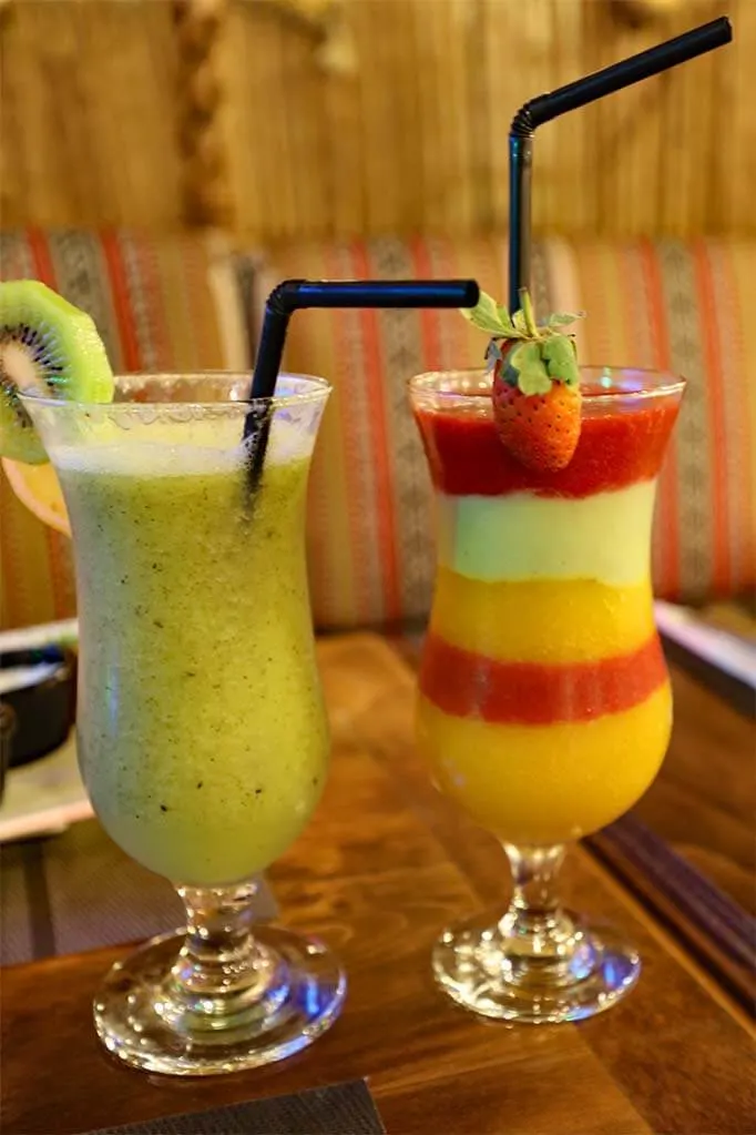 Fruit smoothies at a restaurant in Dubai