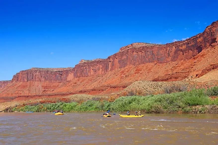 Kayaking and rafting on the Colorado River near Moab Utah