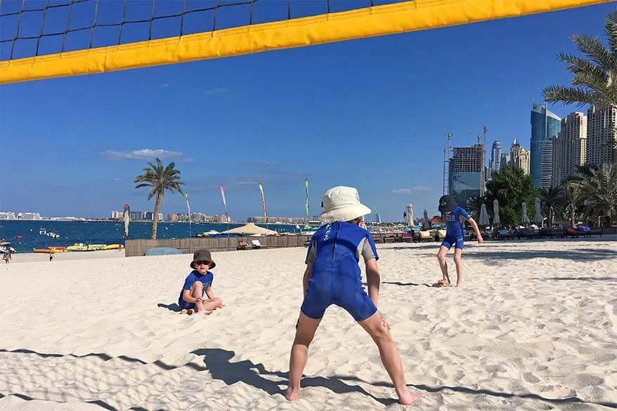 Kids playing at the beach in Dubai