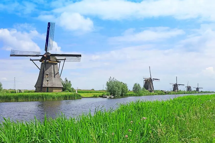 Kinderdijk Windmills in the Netherlands in May