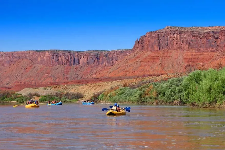 Rafting and kayaking on the Colorado River near Moab