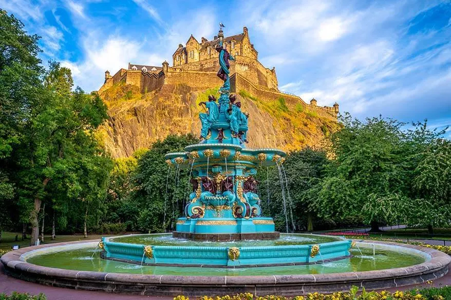 Ross Fountain with Edinburgh Castle in the background