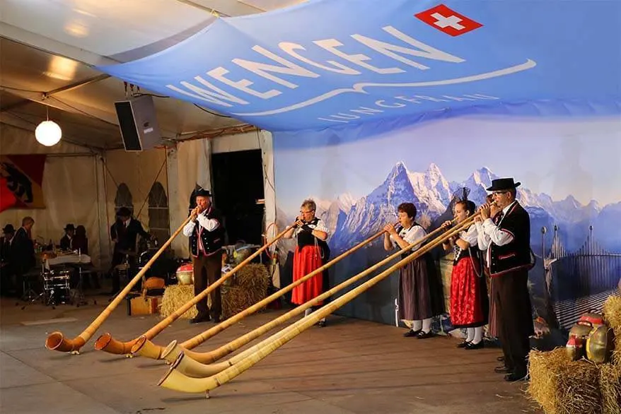 Swiss National Day celebrations in Wengen Switzerland