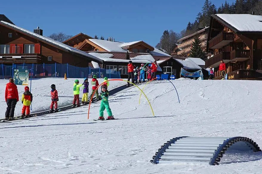 Beginners ski area in Wengen town center