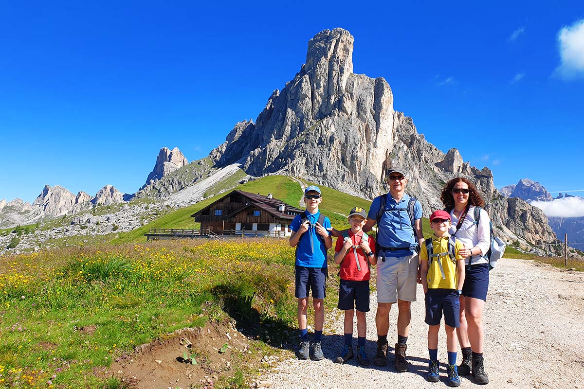 Jurga Rubinovaite, founder of the Full Suitcase travel blog, wither her family in the Italian Dolomites