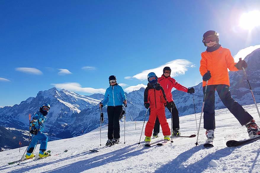 Our family skiing in Wengen