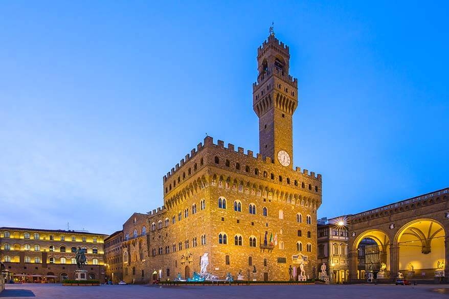 Palazzo Vecchio on Piazza della Signoria town square in Florence