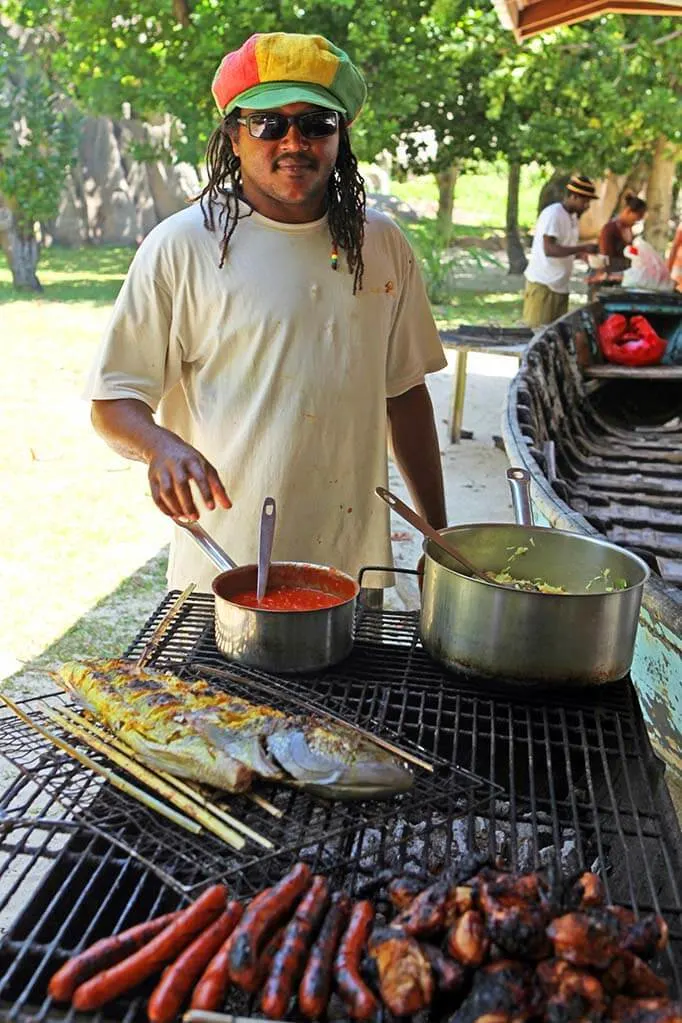 Seychelles beach bbq on Grande Soeur Island