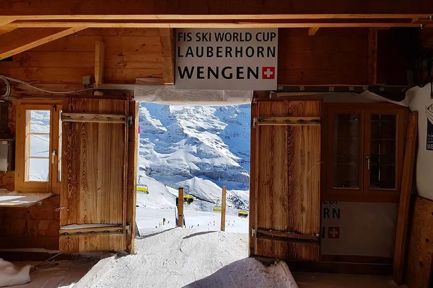 The start of the Lauberhorn ski races in Wengen Switzerland