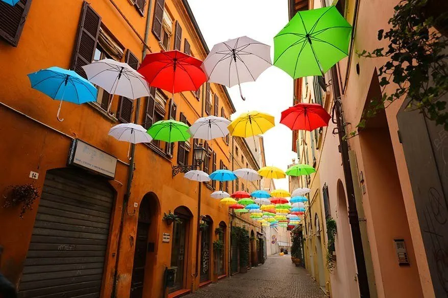 Umbrella street in Ravenna Italy