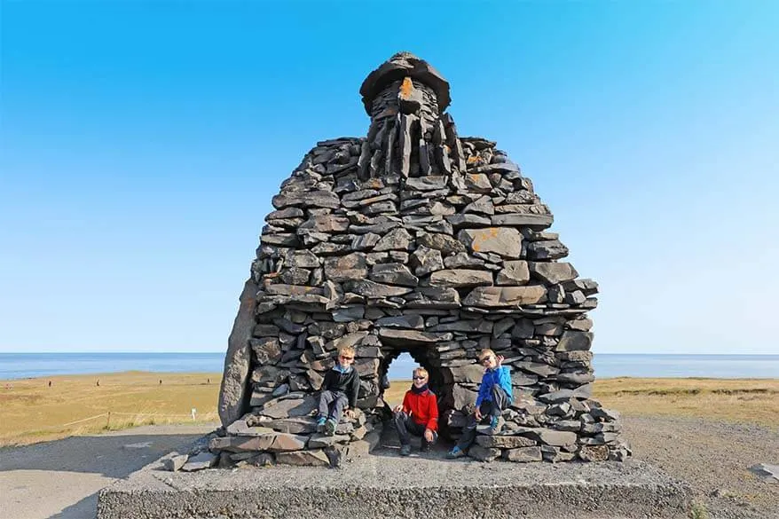 Bardar Saga Snæfellsass Statue in Snaefellsnes Peninsula Iceland