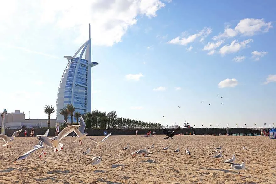 Burj Al Arab hotel in Dubai as seen from Jumeirah Beach